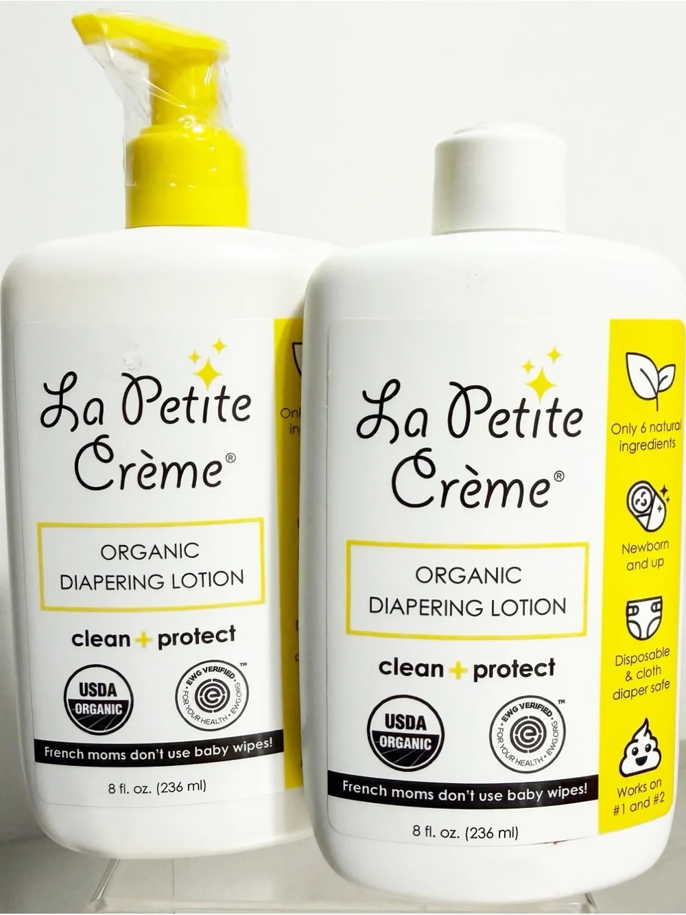 Set of 2 - LA PETITE CREME Organic French Diapering Lotion - 8 fl oz Each - New